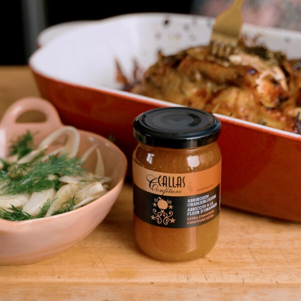 Ovenkip met marinade van Abrikozen Oranjebloesem confituur & kruiden